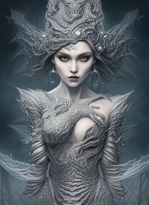 Diamond Dragon Woman in Hyper-Detailed Digital Art