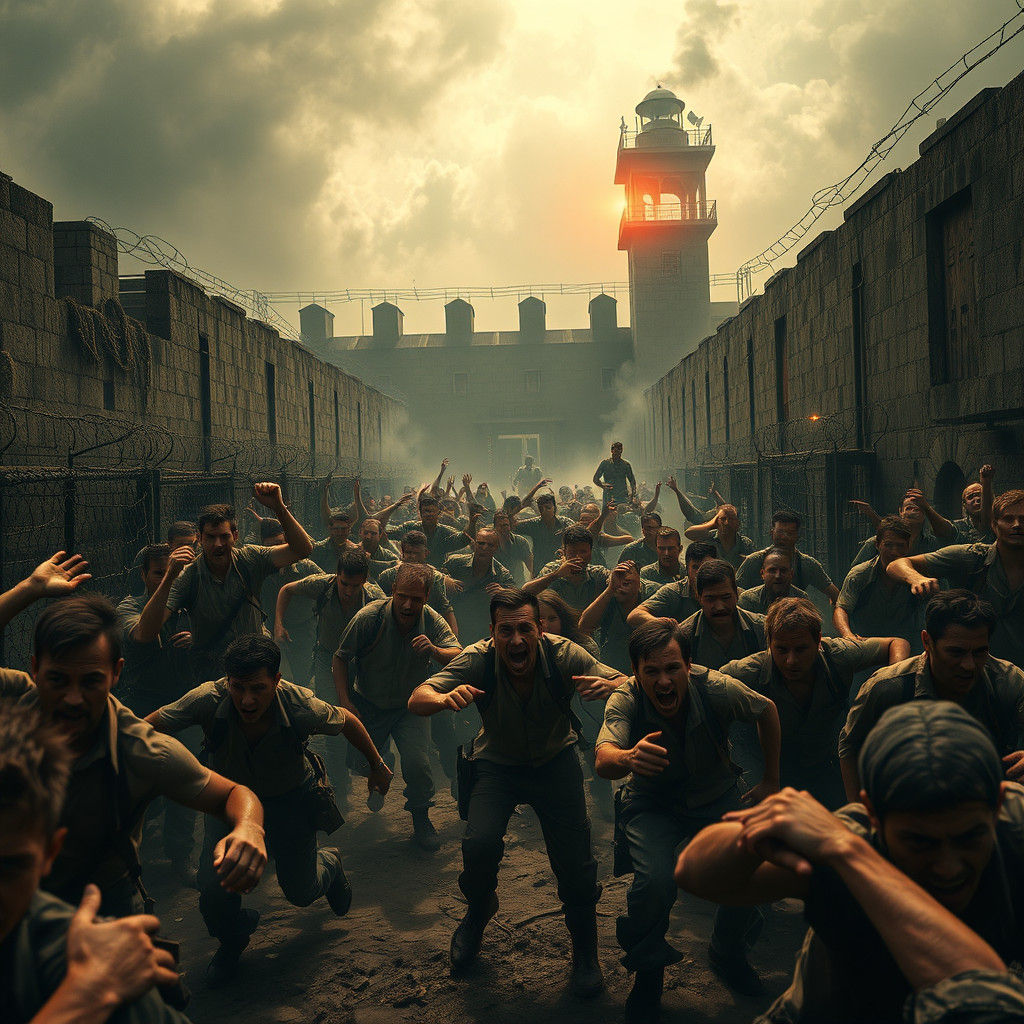 Dystopian Prison Break in Maximalist Style