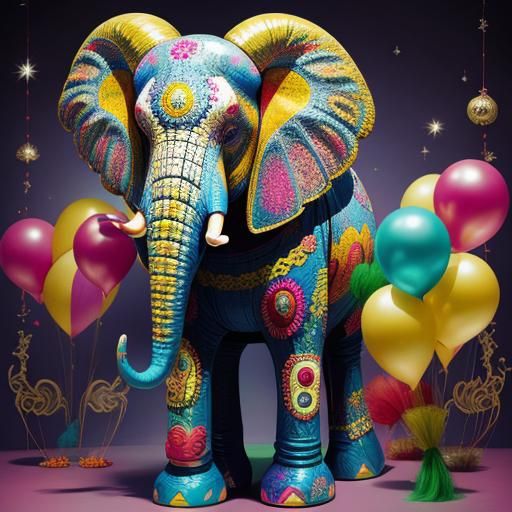 Clown Creates Balloon Elephant with Intricate Detail