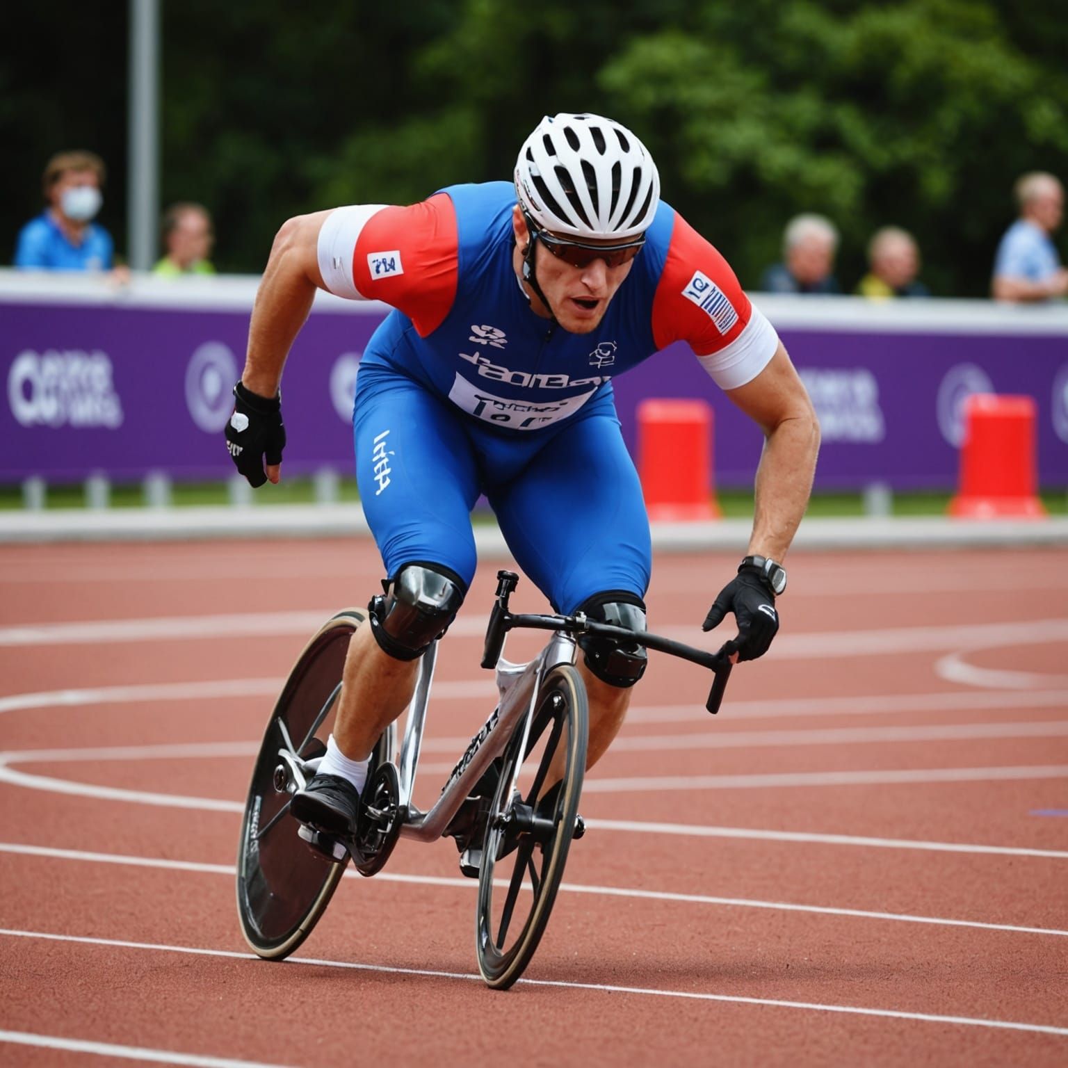 Paralympic Athlete with Chrome Legs in Race