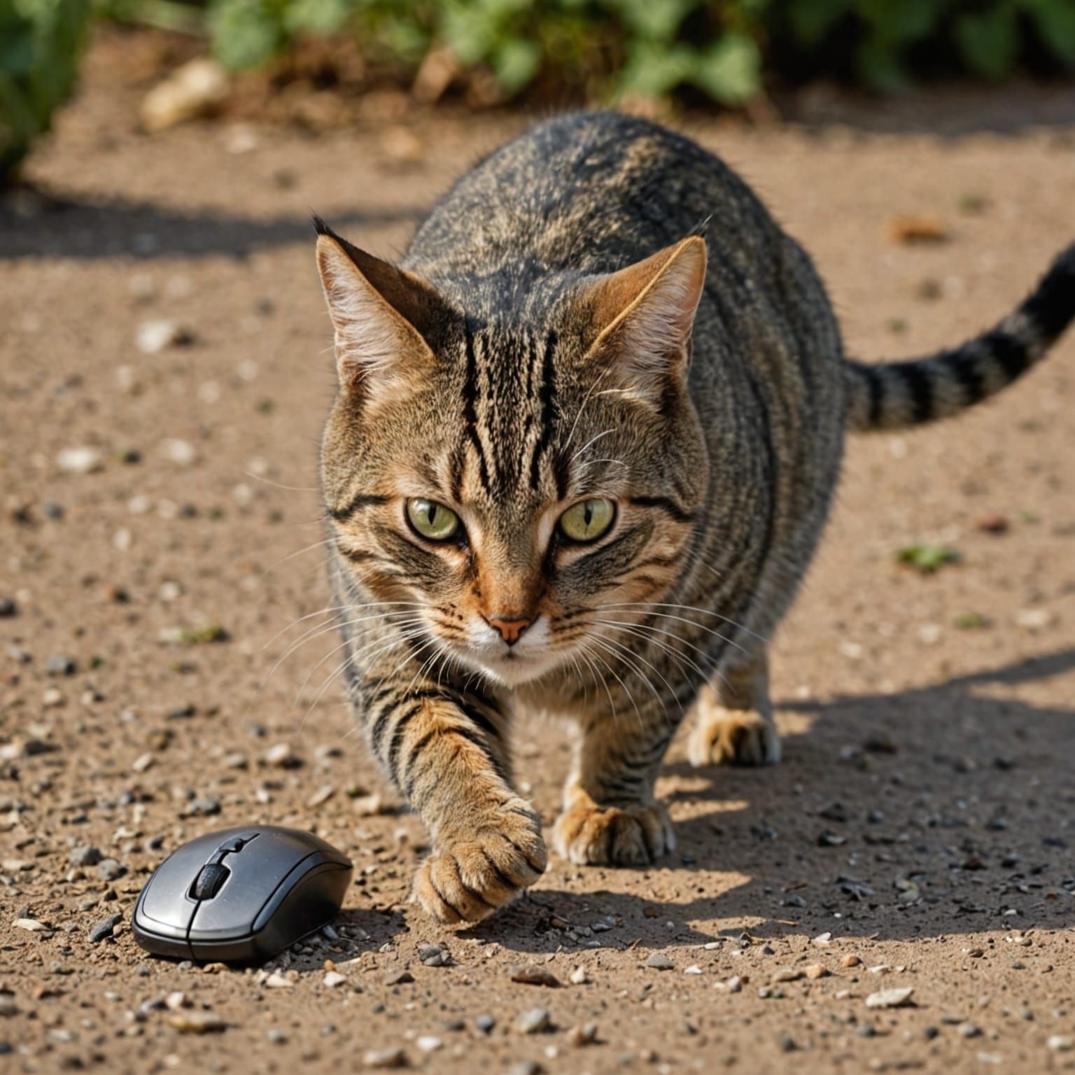 Cat Hunting Mouse in Field