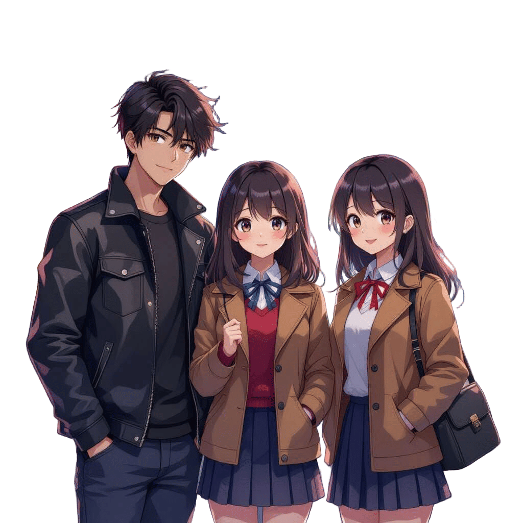 Anime Style Portrait of Four Young People