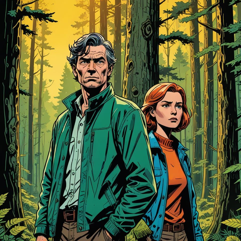 Belgian Comic Book Heroes Suske and Wiske in a Vibrant Fores...