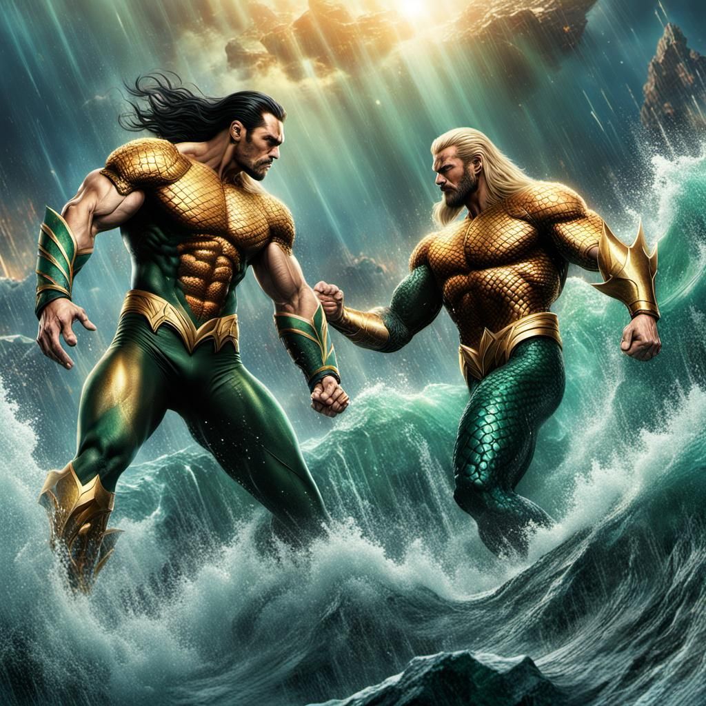 Epic Showdown: Namor vs Aquaman Digital Art