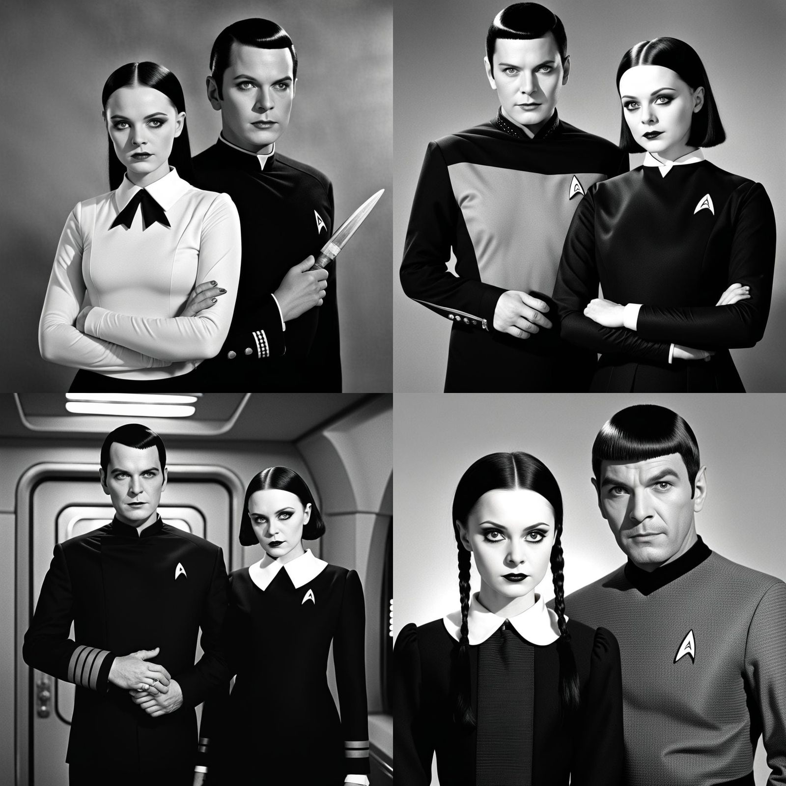 Wednesday Addams Meets Star Trek's Q in Black and White Char...