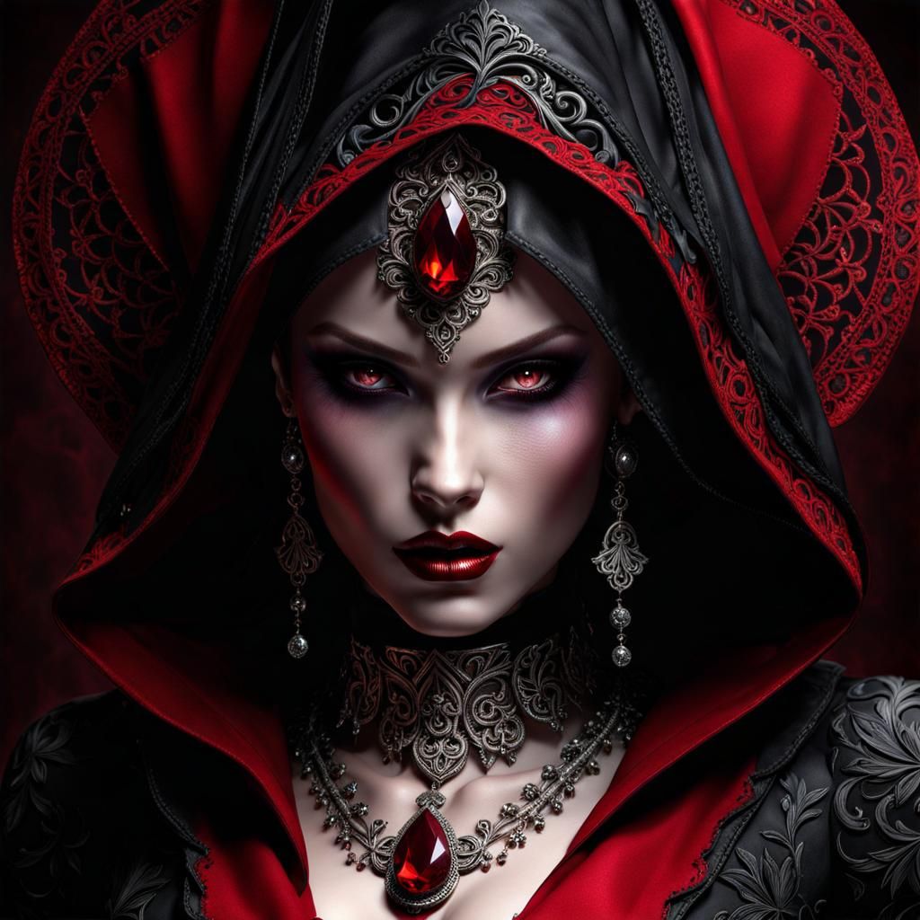 Gothic Vampire Mistress in Filigree Lace