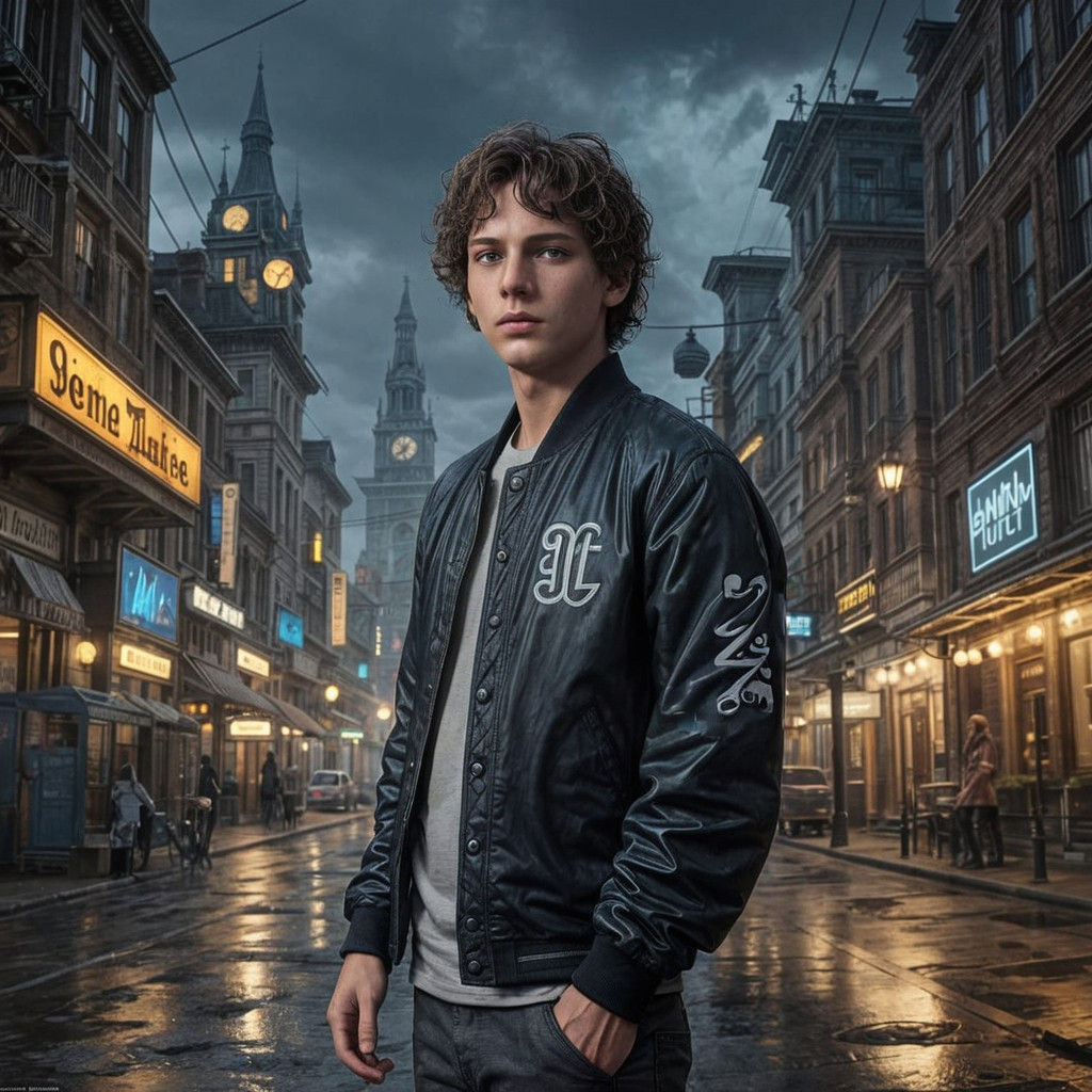 Young Adventurer in Elegant Black and White Jacket