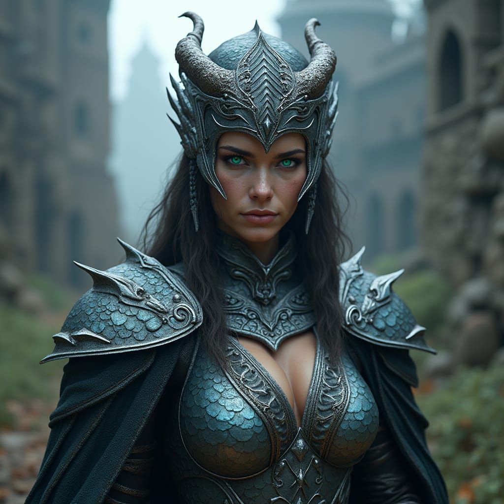 Epic Skyrim Warrior in Dragonscale Armor