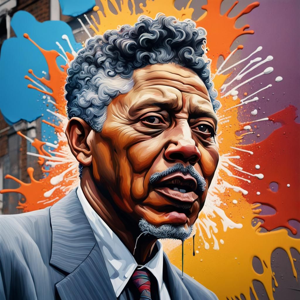 Bayard Rustin Portrait in Hyperrealistic Splash Art