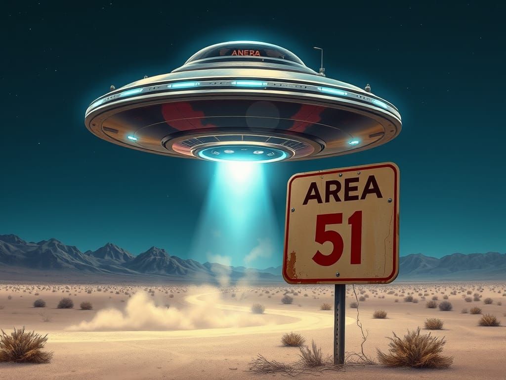 Retro-Futuristic Flying Saucer Descends on Area 51