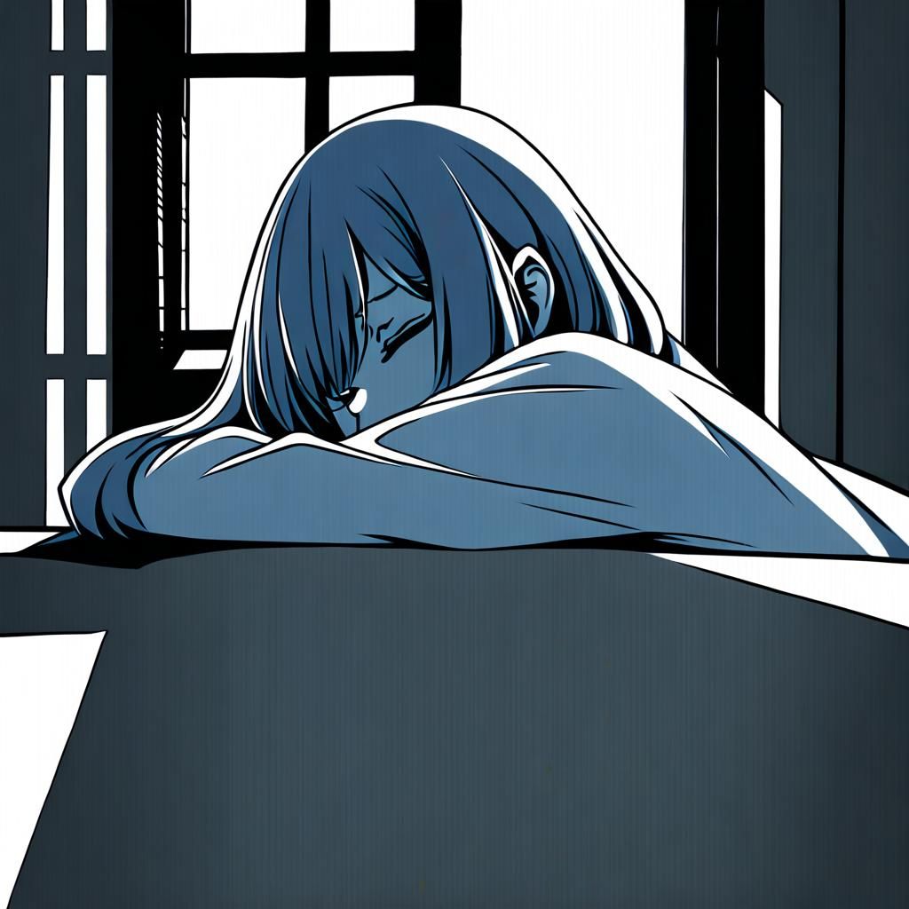 Anime Girl Sleeping at Table