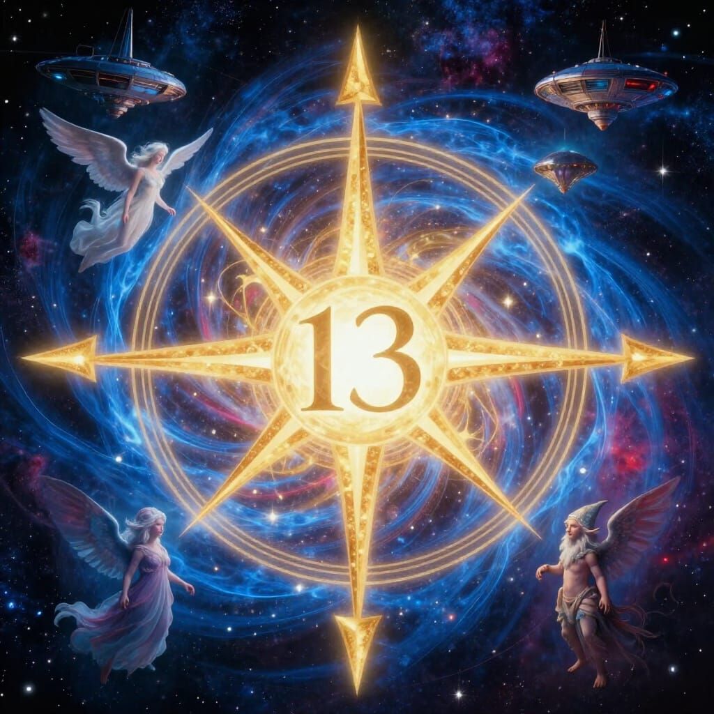 Celestial Symbol of Four Directions With Cosmic Vortex