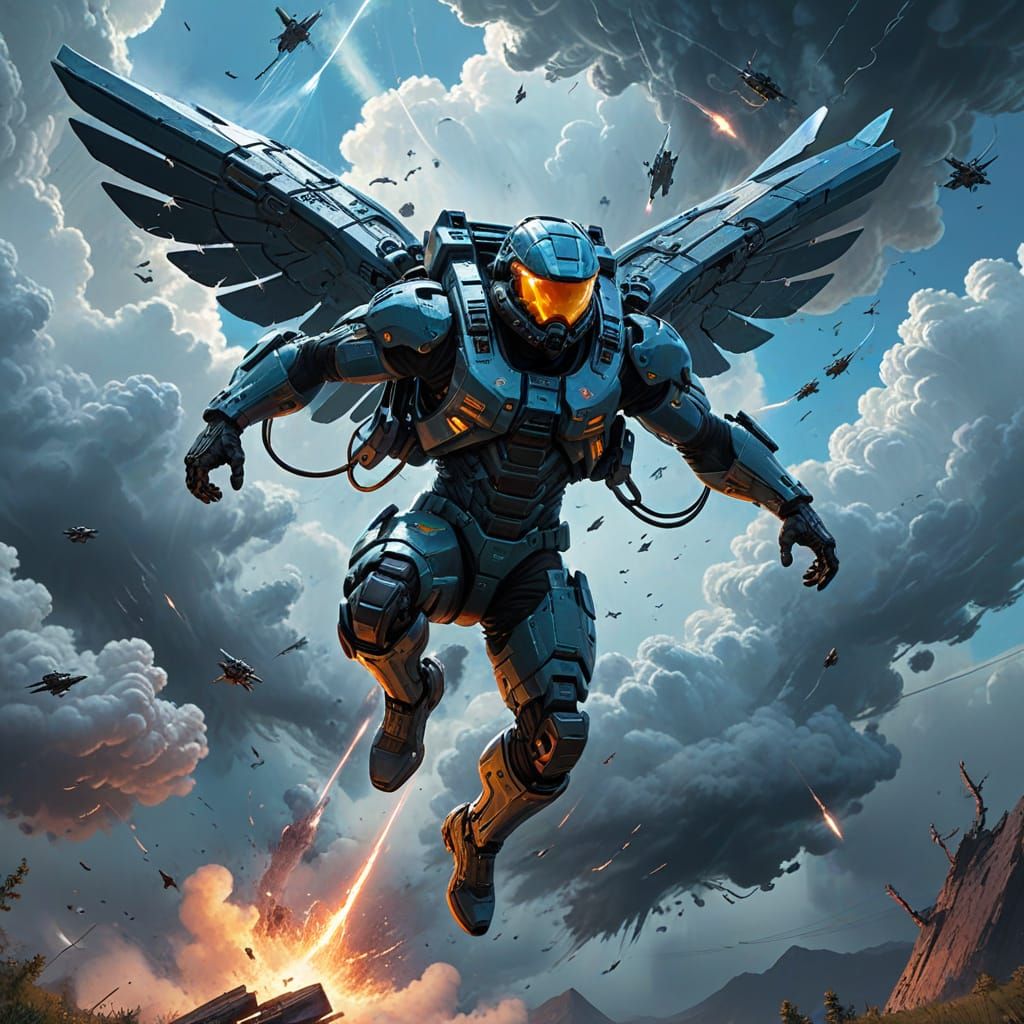 Majestic Skydiver in Futuristic Vortex