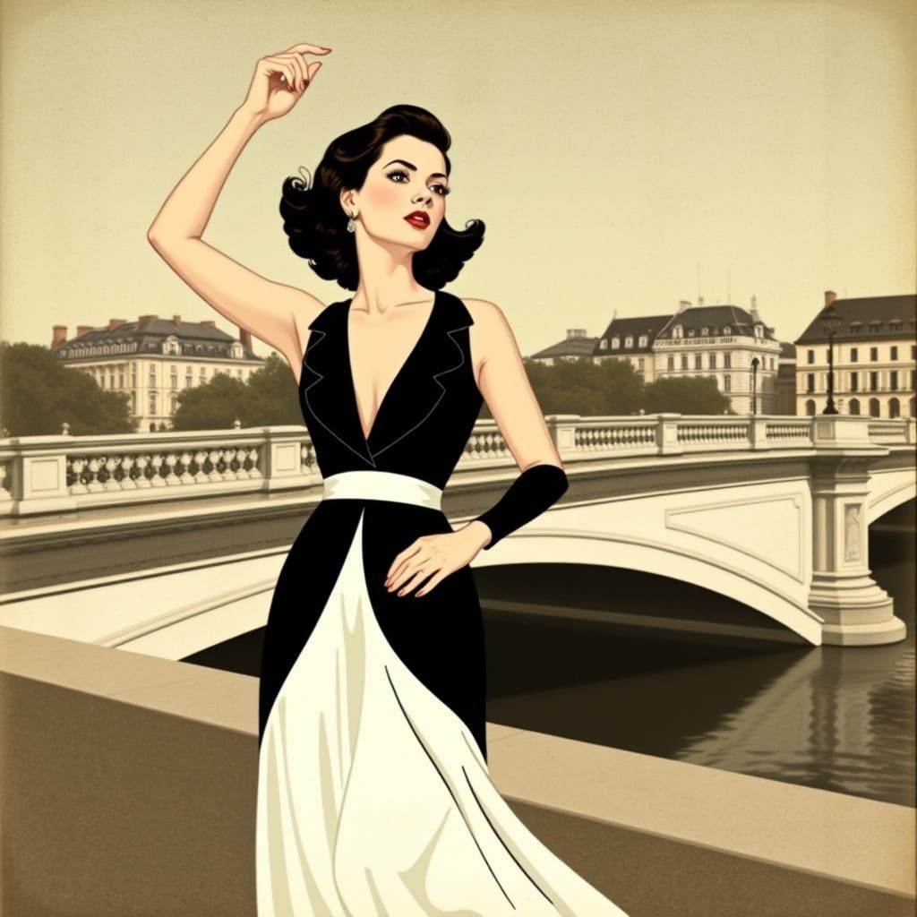 Elegant Woman in Art Deco Style, Paris
