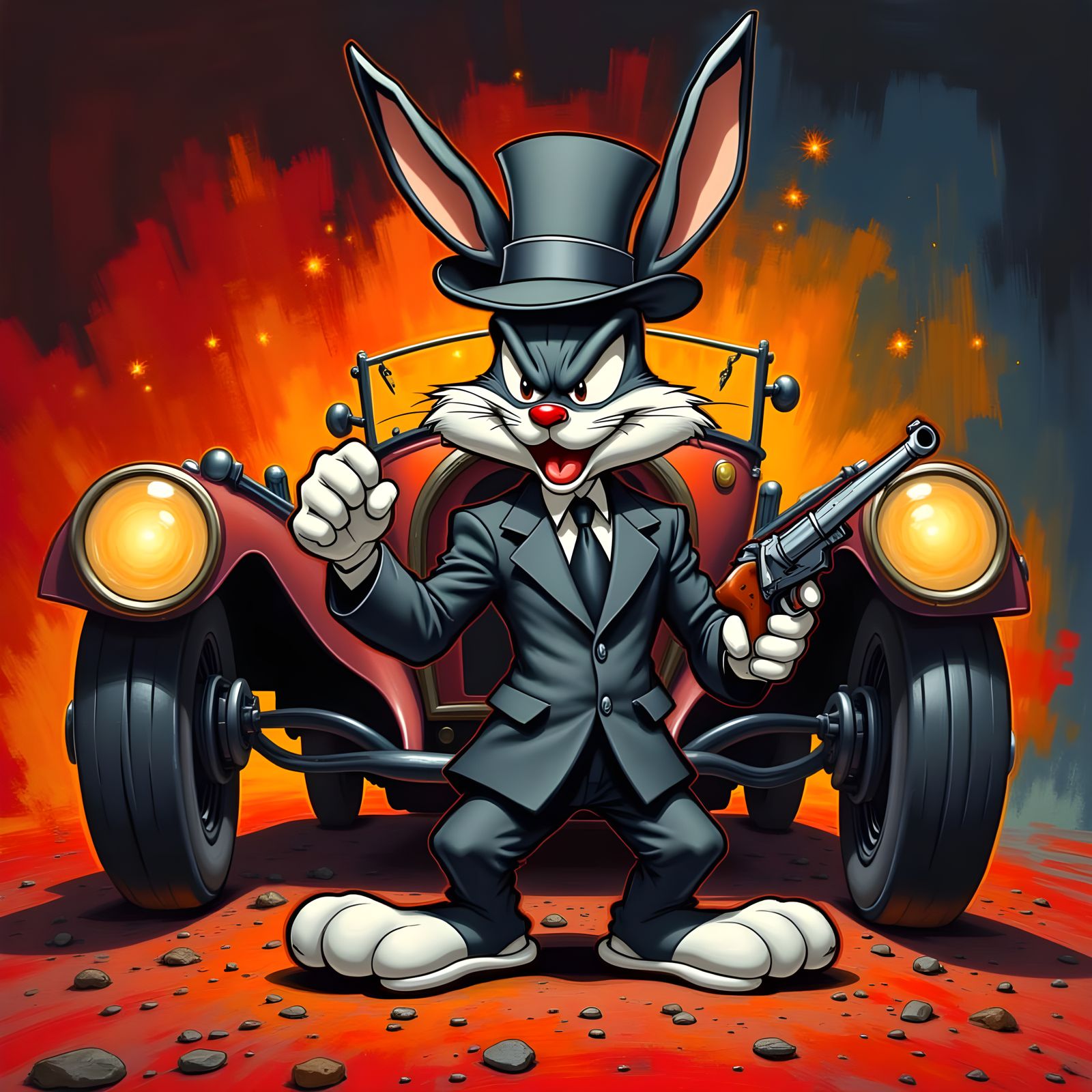 Looney Tunes Gangster Bunny in Film Noir Style