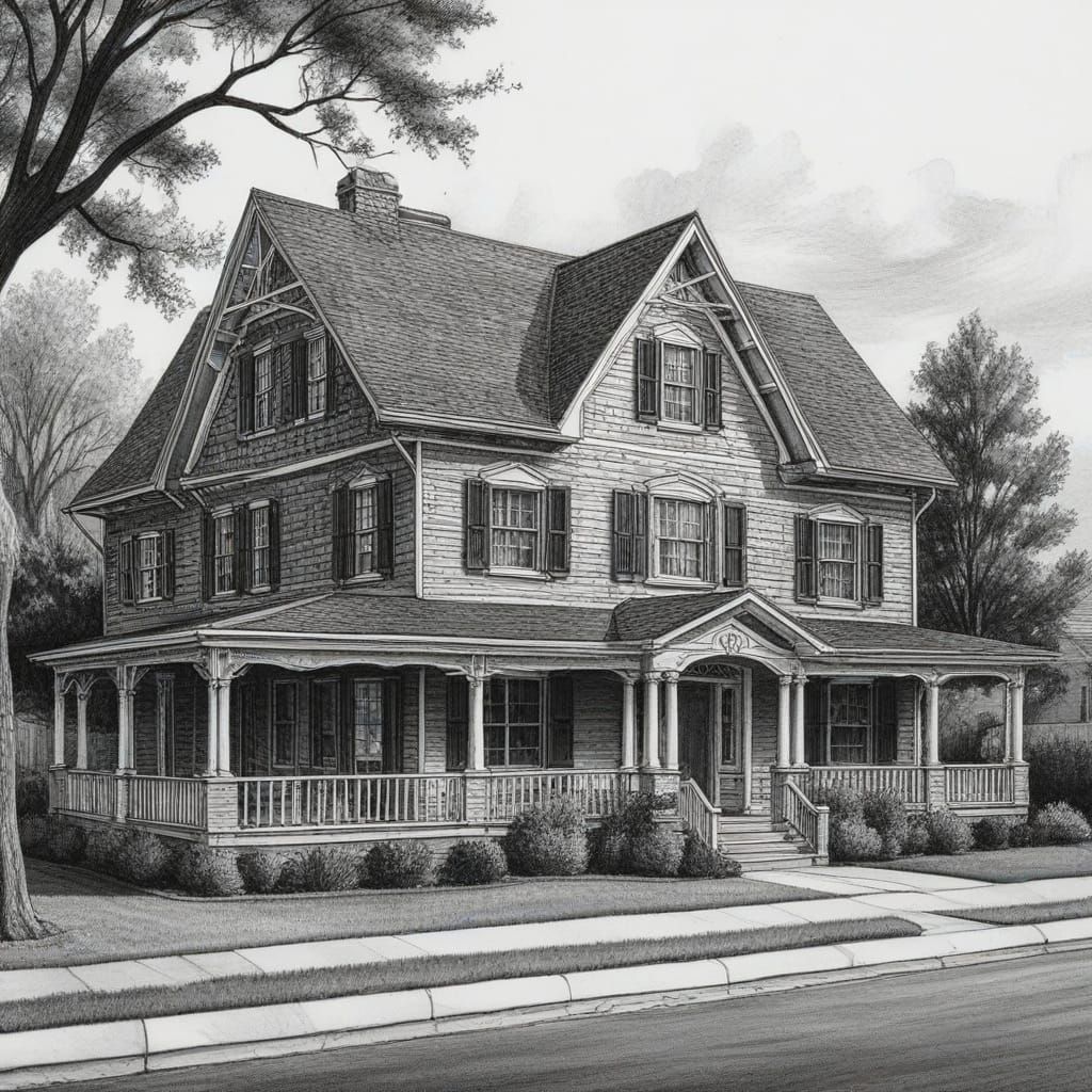 Charcoal House Sketch