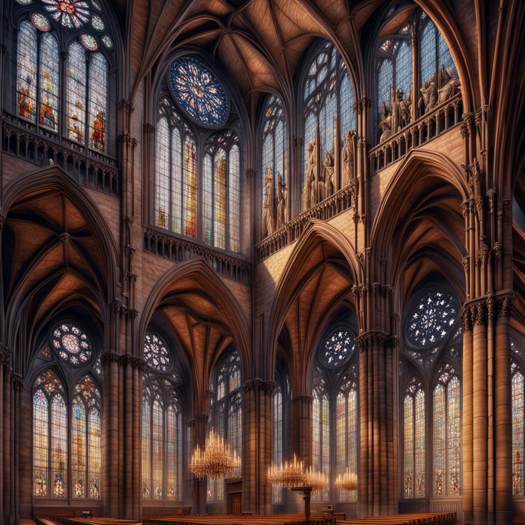 Strasbourg Cathedral Roof Interior: Photorealistic Digital P...