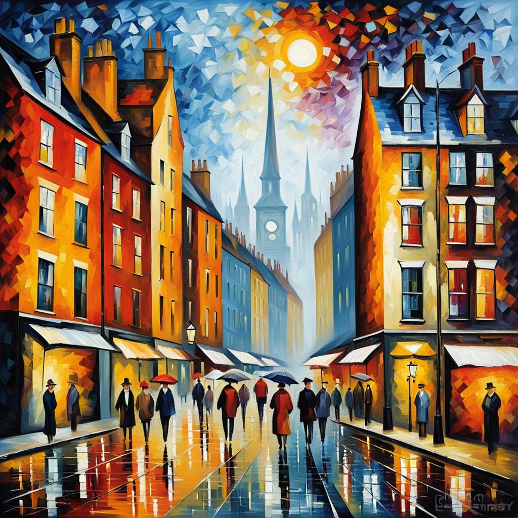 Colorful Cityscape in Expressionist Impasto Style