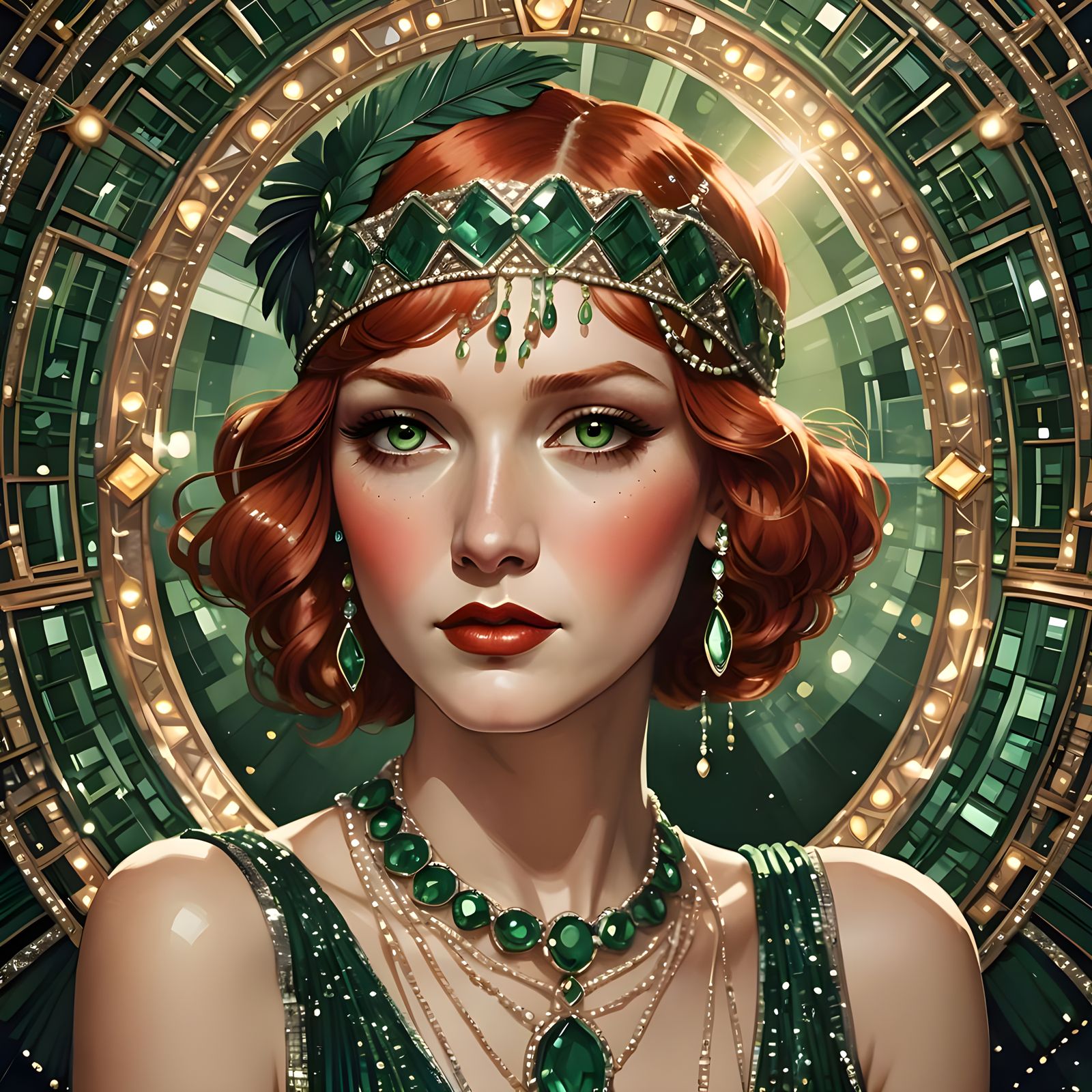 Roaring Twenties Flapper Portrait, Digital Art