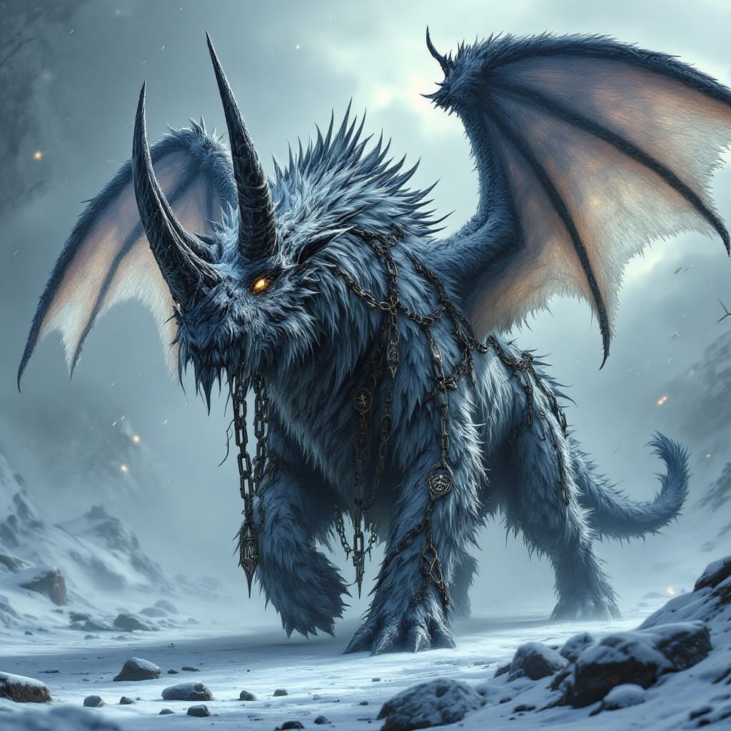 Majestic Woolly Rhino Dragon with Jagged Scales and Ancient ...