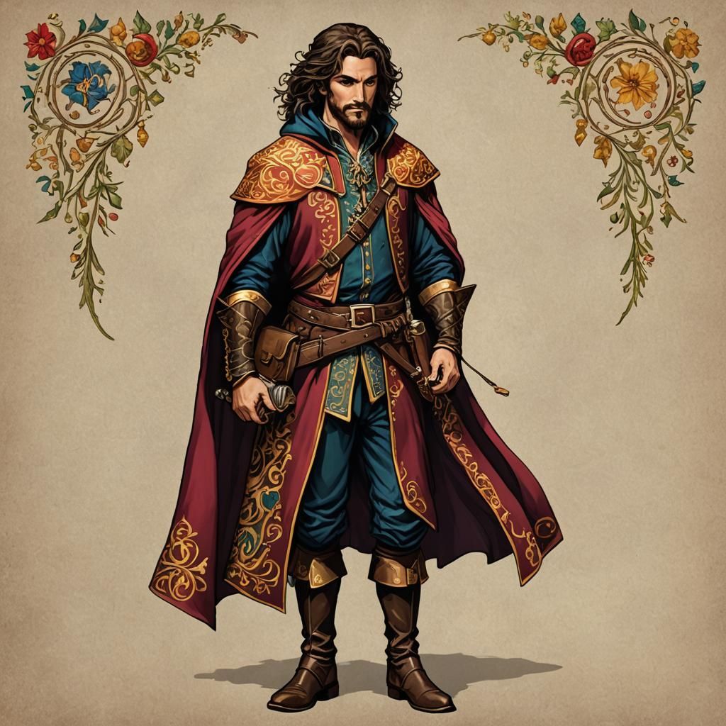 Charismatic Bard in Medieval Town Square