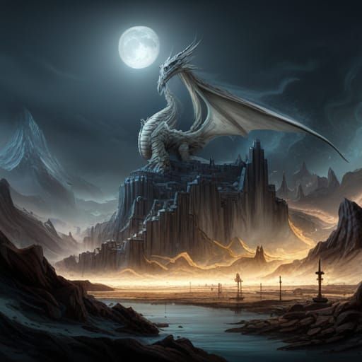 Epic Bone Dragon in Dramatic Digital Painting