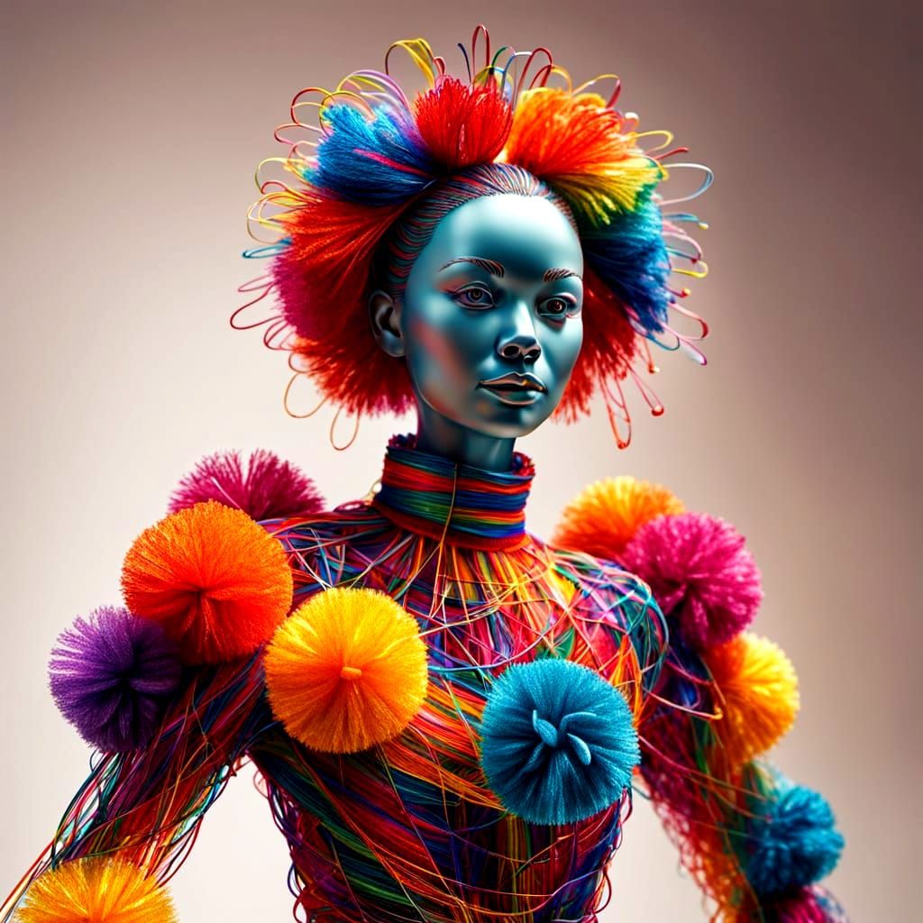 Vibrant Wire Sculpture of American Cheerleader