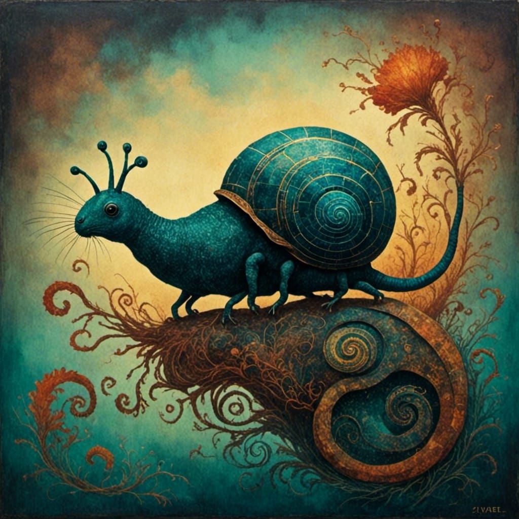 Abstract Portrait in Oil Chalk Painting Style