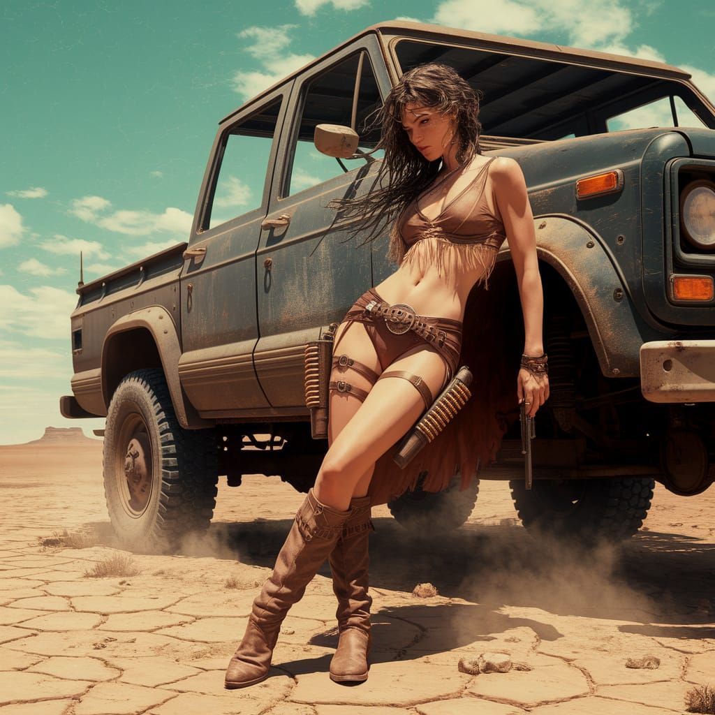 Desert Outlaw Woman in Frank Frazetta Style