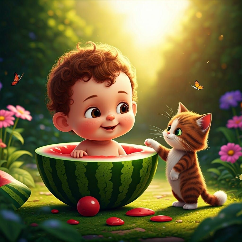 Whimsical Watermelon Wonderland in Vibrant 3D Animation