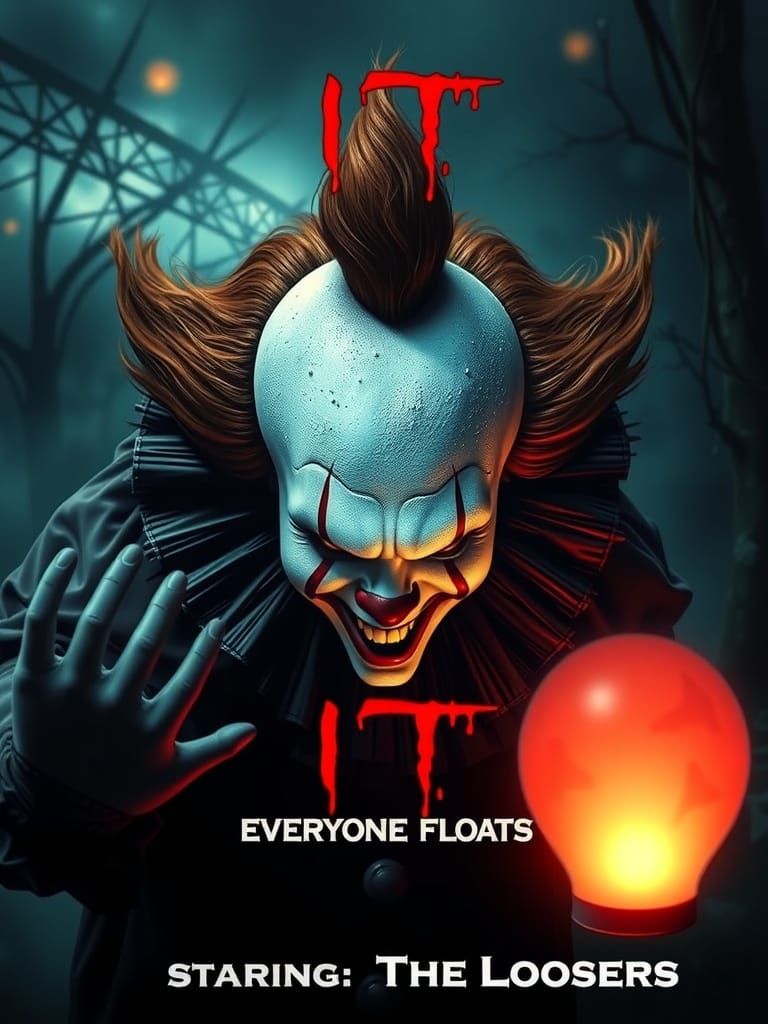 Creepy Gothic Killer Clown Movie Poster in 2000s Digital Art...