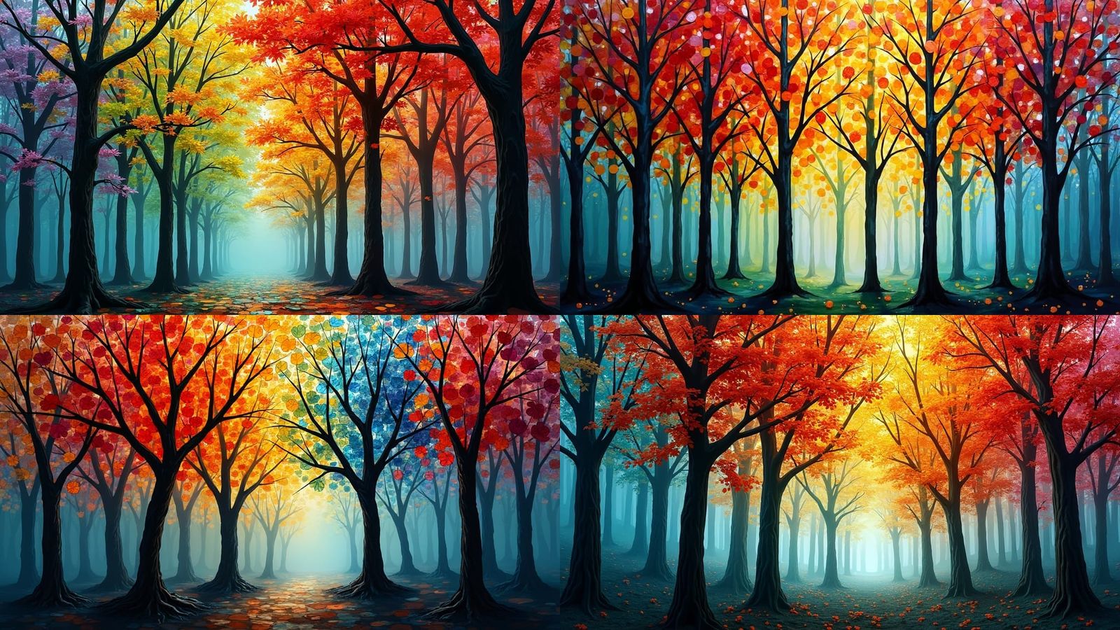 Glass Tree Forest with Stained Glass Leaves