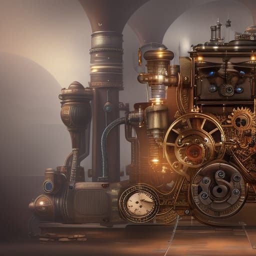 Steampunk Engine Concept Art: Intricate Device