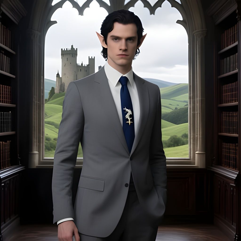Cinematic Portrait of Arthur Pendragon in a Modern Suit