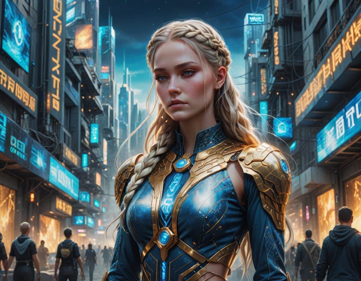 Cyber Goddess in Ethereal Fantasy Realm