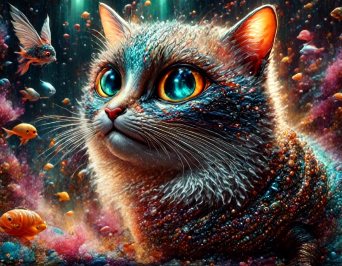 Creepy Anthropomorphic Hybrid Creature Eats Salmon