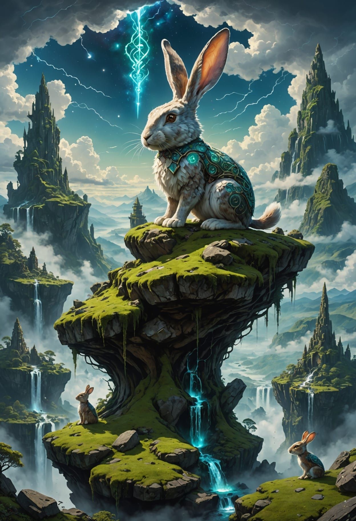 Majestic Ancient Rabbit on Cloud Piercing Ruin