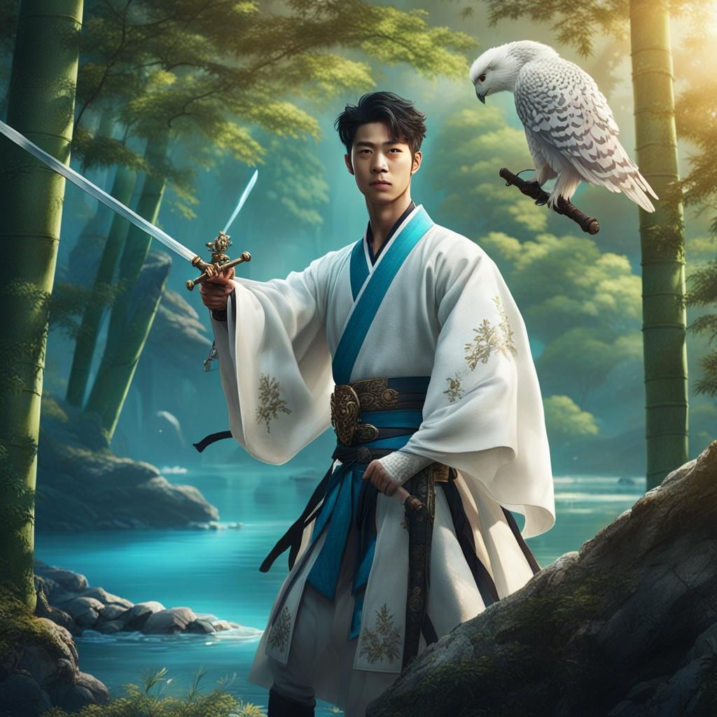 Korean Prince Sword Fighting in Bamboo Forest