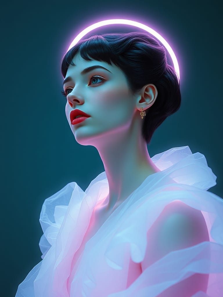 Androgynous Figure with Halo in Pastel Colors