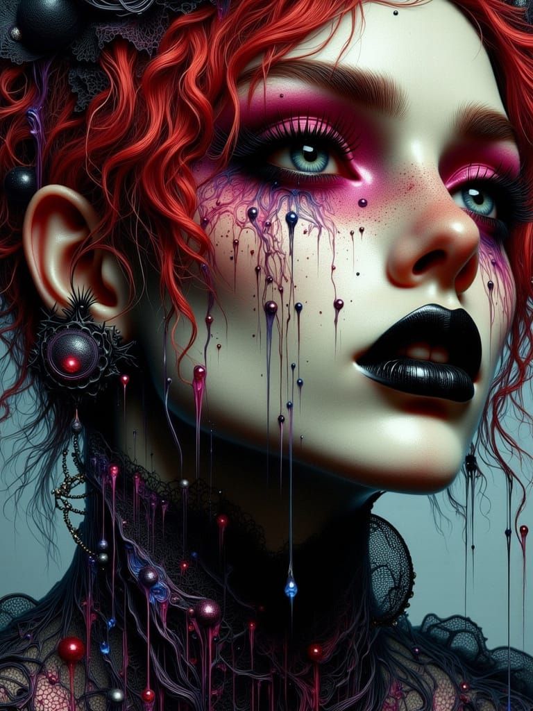 Gothic Despaircore Portrait of a Young Woman