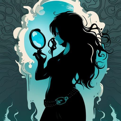 Silhouette Holding Mirror, Splash Art