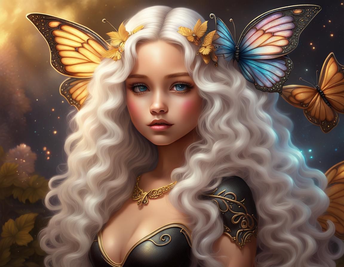 Cute Fairy with Butterfly Wings, by Thomas Kinkade