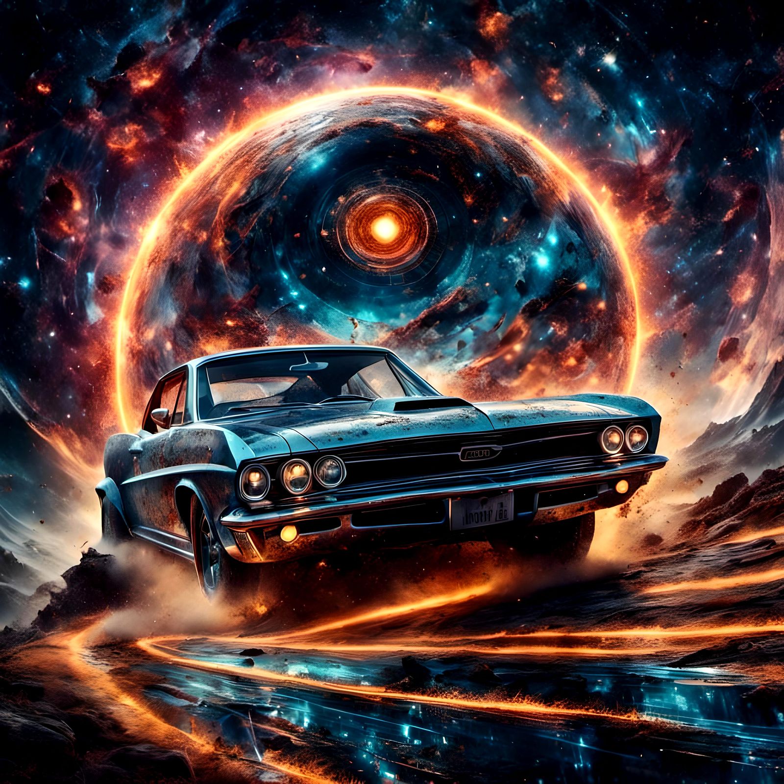 Vintage Hot Rod to Spaceship, Hyperreal Digital Art