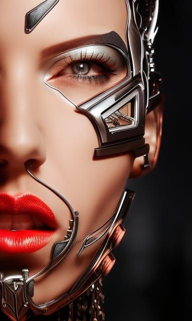 Hyperrealistic Female Cyborg with Intricate Details