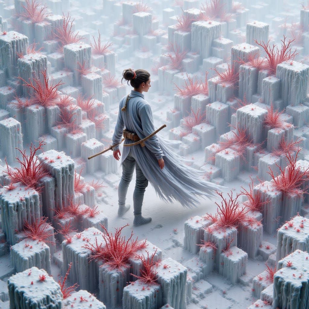 Surreal Distorted Green Apple, AI Generated