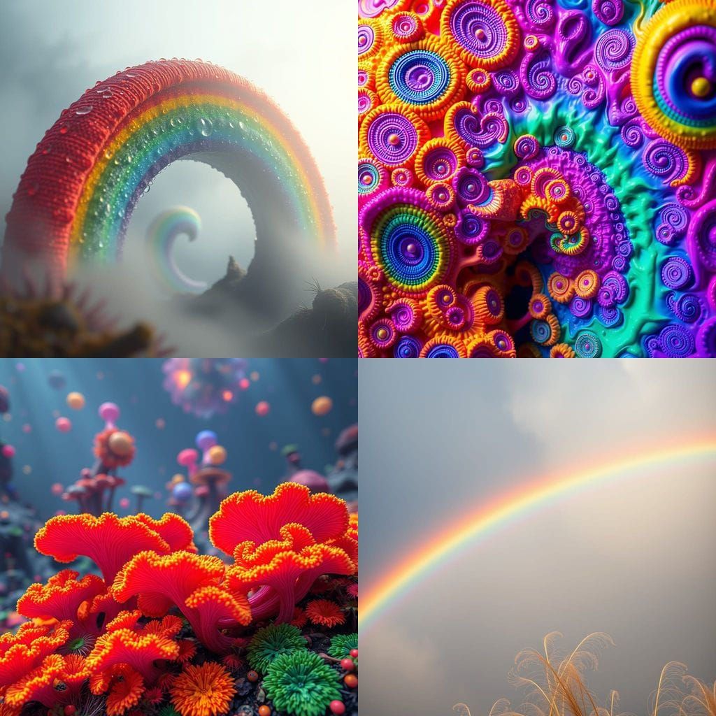 Photorealistic Rainbow in Fungal Hyphae Style