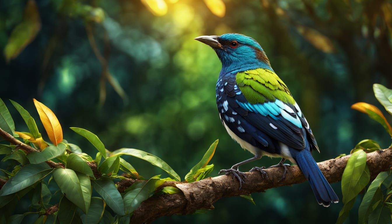 White-Winged Cotinga in Splash Art Style