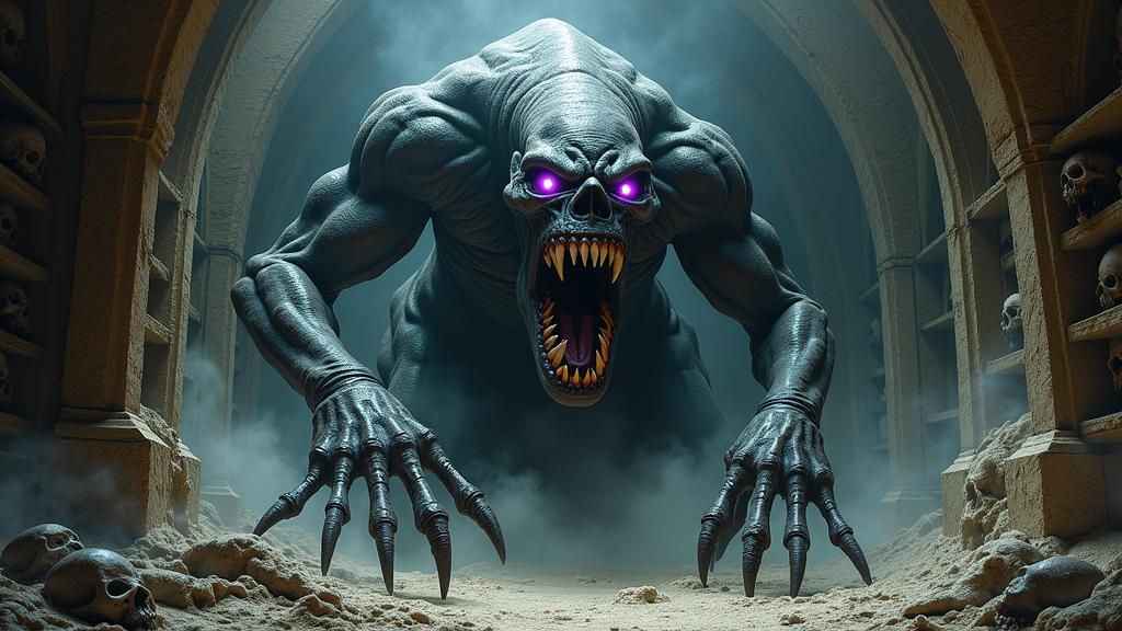 Horrifying Shadowmorph in Dark Catacomb