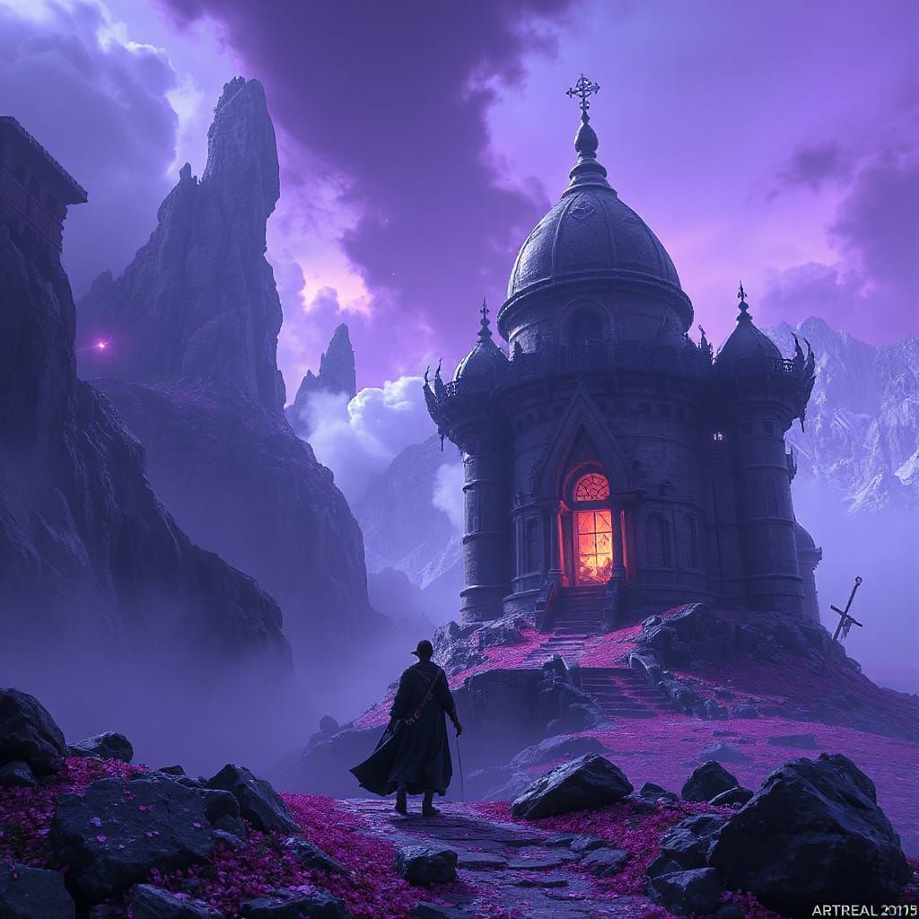 Fantastical Purple-Born Scene in Detailed Matte Painting