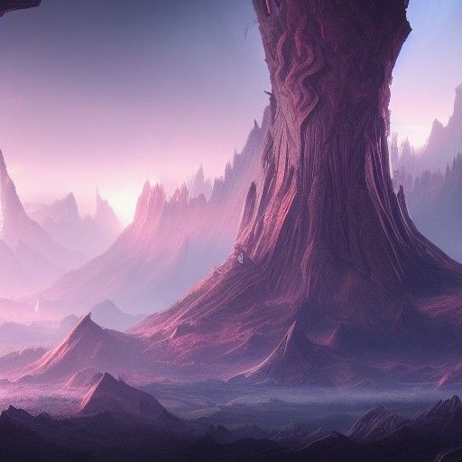 Fantastical Nexus: Detailed Matte Painting in Deep Color